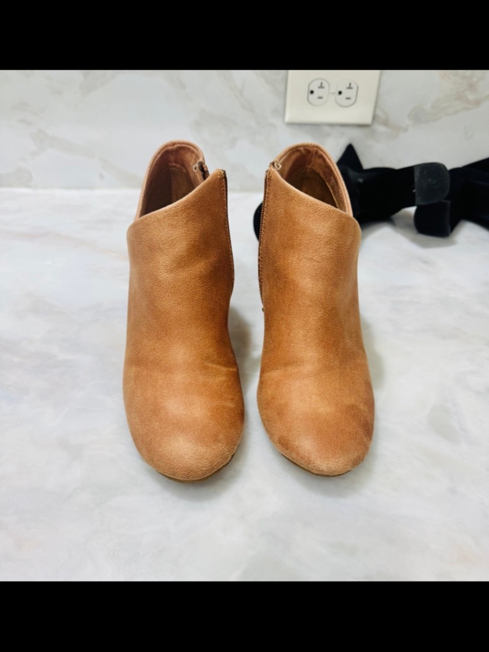 Report Tan Suede Asymmetrical Ankle Booties